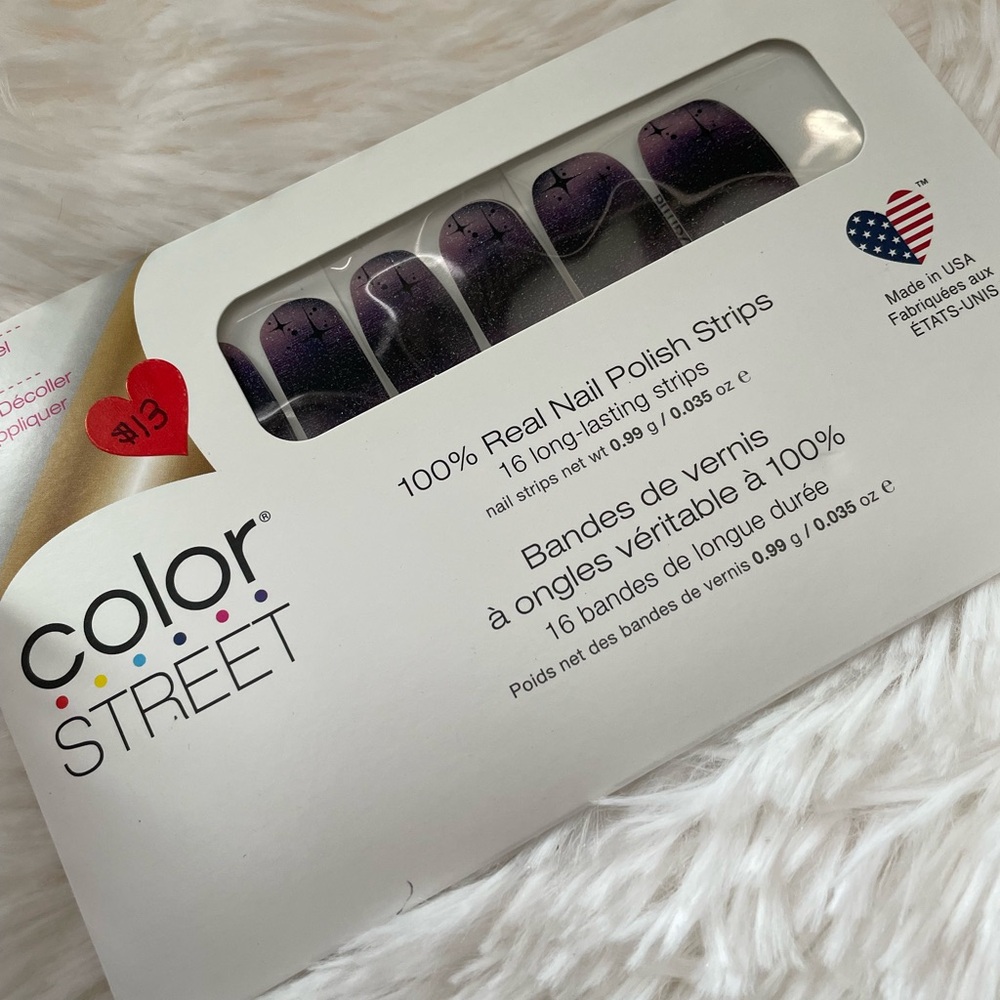 Color Street Cosmic Karma dark purple glitter nail polish strips
